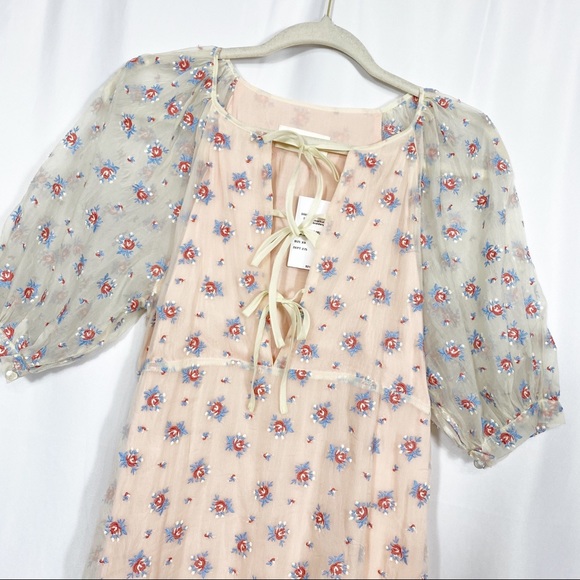 Capulet x Anthropologie Sheer Rosewood Embroidered Prairie Dress Cottagecore - Picture 8 of 14